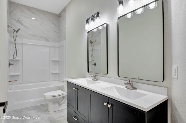 2742 Fling Ave SE, Palm Bay, FL 32909 - full bathroom featuring tile patterned flooring, a sink, double vanity, and toilet