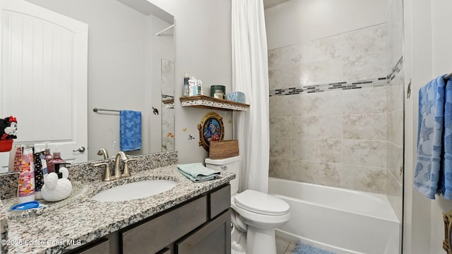 3630 Kite St, Titusville, FL 32796 - full bathroom with shower / tub combo, vanity, tile patterned flooring, and toilet