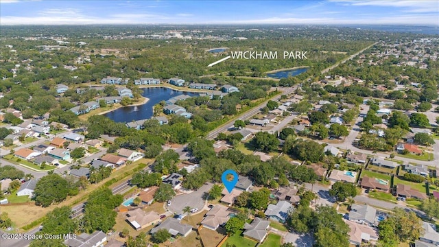 2873 Sanders Ct, Melbourne, FL 32935 - bird's eye view with a residential view and a water view