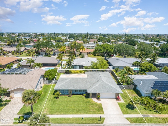drone / aerial view with a residential view