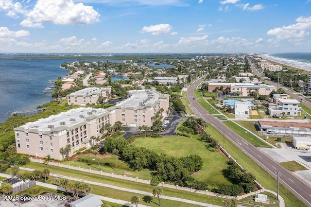 bird's eye view featuring a water view