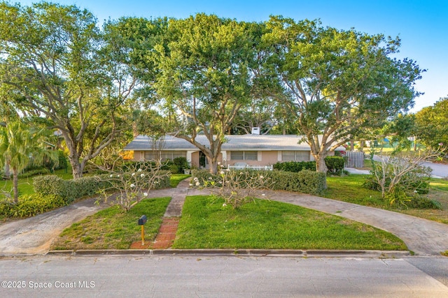 view of front of home with a front lawn