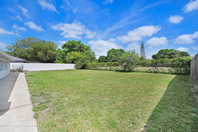 view of yard featuring a fenced backyard