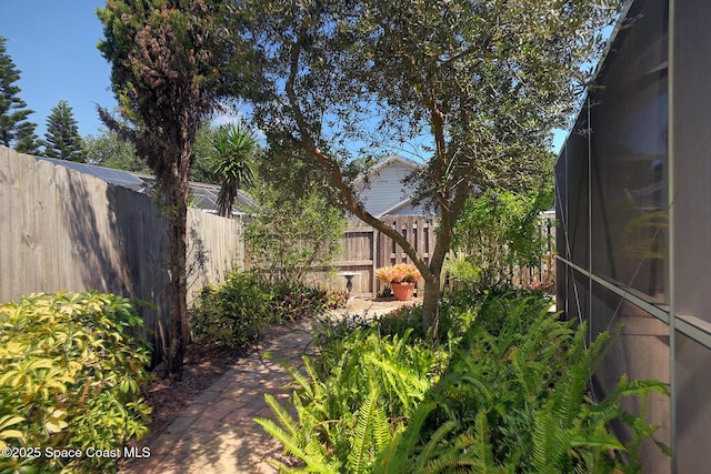 view of yard featuring a fenced backyard
