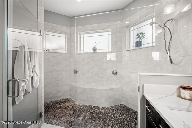 6910 Hundred Acre Dr, Cocoa, FL 32927 - full bath featuring vanity and a stall shower