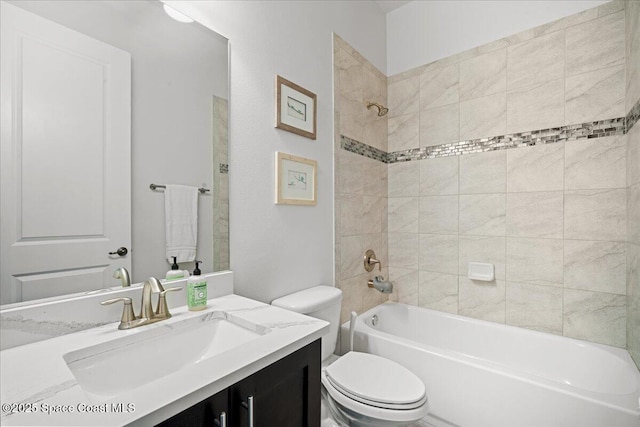 6910 Hundred Acre Dr, Cocoa, FL 32927 - bathroom with toilet, washtub / shower combination, and vanity