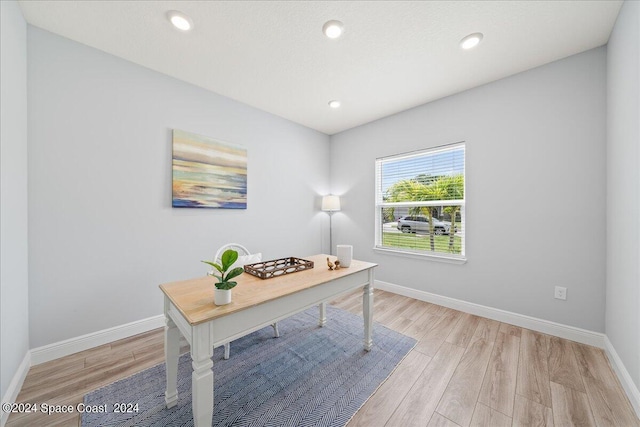912 Covington Ct, Rockledge, FL 32955 - office area with light wood-style flooring, baseboards, and recessed lighting