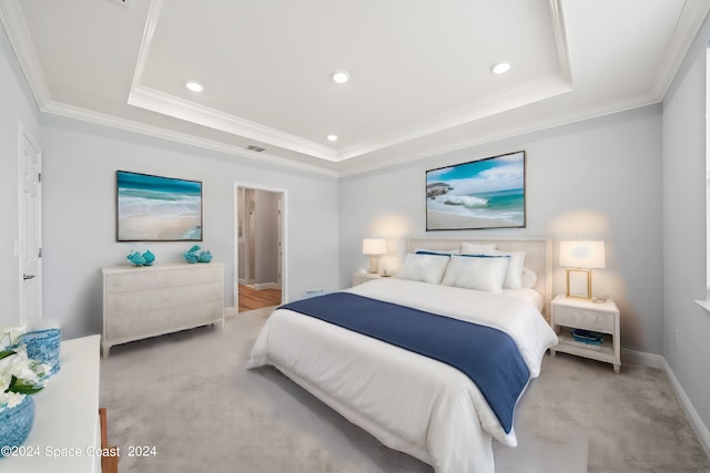 912 Covington Ct, Rockledge, FL 32955 - bedroom with a tray ceiling, recessed lighting, and crown molding