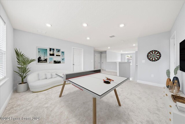 912 Covington Ct, Rockledge, FL 32955 - recreation room with visible vents, carpet floors, baseboards, and recessed lighting