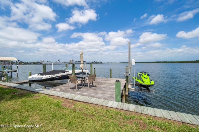 630 Paula Ave, Merritt Island, FL 32953 - dock area with boat lift and a water view