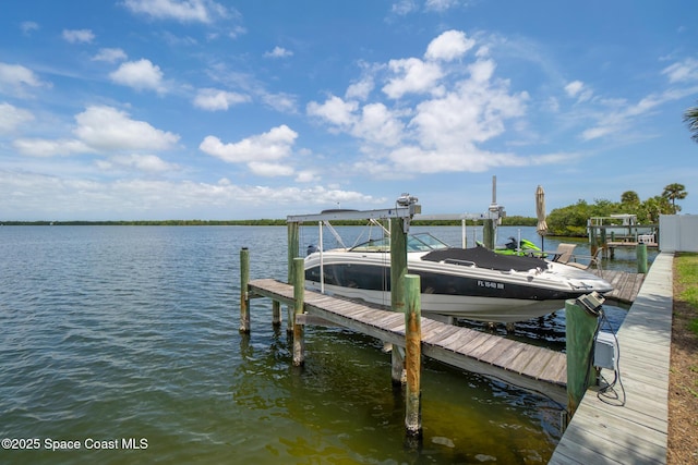 630 Paula Ave, Merritt Island, FL 32953 - dock with boat lift and a water view