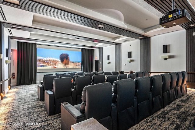 home theater with carpet flooring