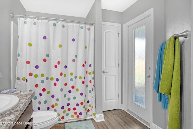 1307 Lotus St SE, Palm Bay, FL 32909 - bathroom featuring wood finished floors, vanity, and curtained shower