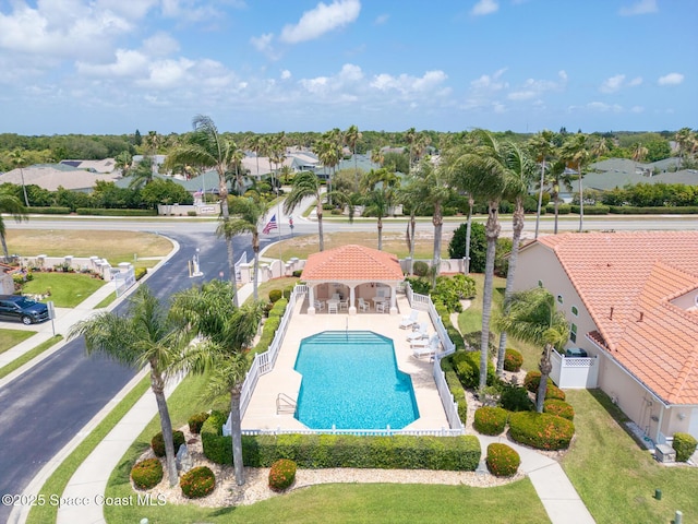 bird's eye view with a residential view
