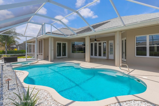 4117 Melrose Ct, Melbourne, FL 32940 - view of pool featuring a patio, glass enclosure, and a ceiling fan