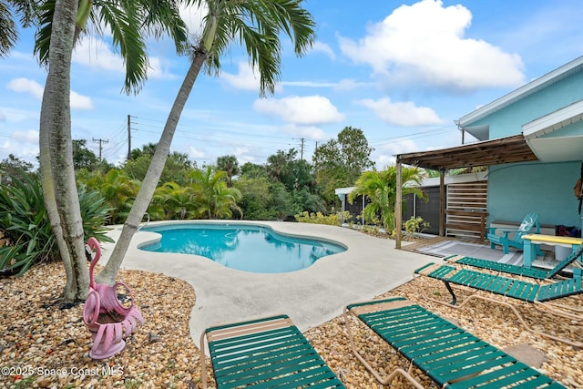 pool with a patio