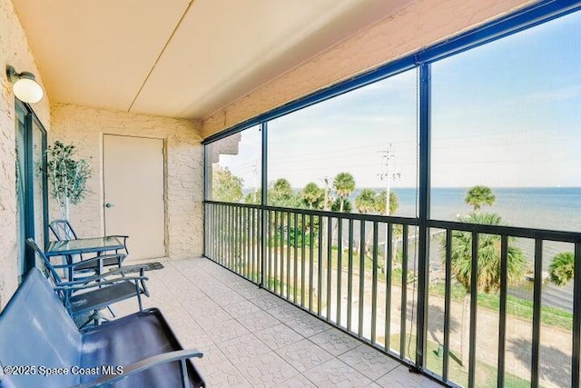 balcony with a water view