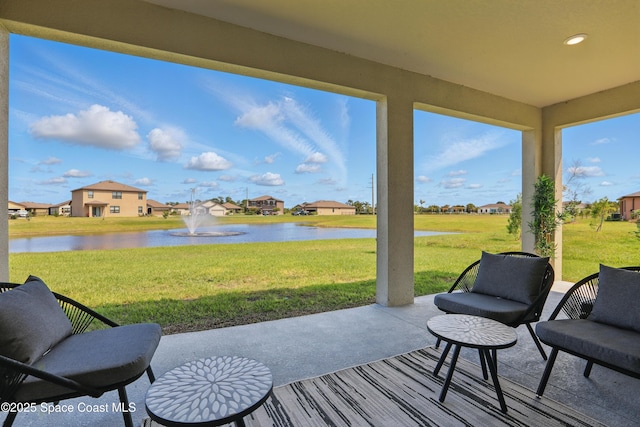 5358 Waterfall Pl, Grant, FL 32949 - view of patio with a water view and a residential view