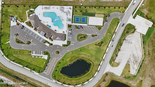 5358 Waterfall Pl, Grant, FL 32949 - aerial view of a pool area and a nearby body of water