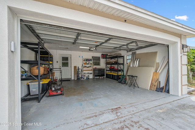 garage with a garage door opener