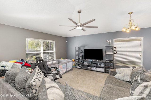 1461 Morgan Ct, Melbourne, FL 32934 - living area featuring ceiling fan with notable chandelier