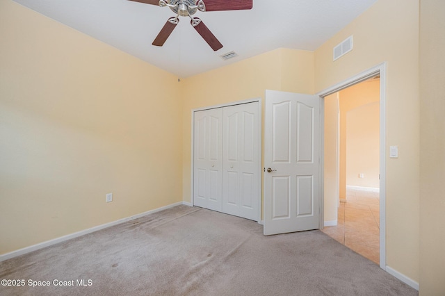 6921 Abbeyville Rd, Melbourne, FL 32940 - unfurnished bedroom with a closet, visible vents, carpet, and baseboards