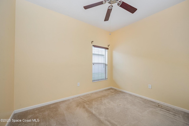 6921 Abbeyville Rd, Melbourne, FL 32940 - empty room featuring baseboards, ceiling fan, and carpet flooring