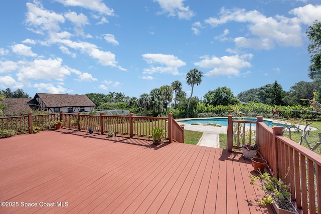 4320 Crooked Mile Rd, Merritt Island, FL 32952 - deck with a fenced in pool