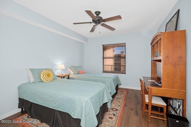 100 Riverside Dr Unit 701, Cocoa, FL 32922 - bedroom featuring a ceiling fan, wood finished floors, and baseboards