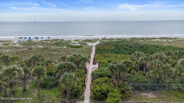 property view of water featuring a view of the beach
