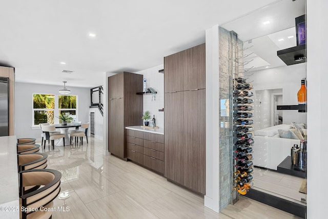 view of wine cellar