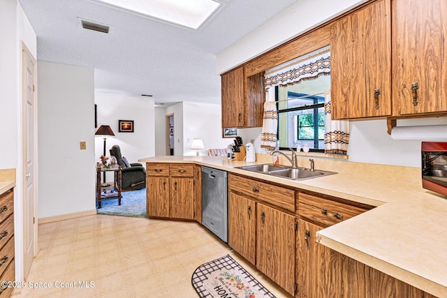 1812 Live Oak Dr N, Rockledge, FL 32955 - kitchen featuring visible vents, light floors, light countertops, a sink, and dishwasher