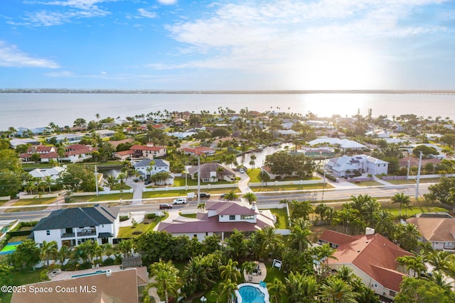 2355 N Riverside Dr, Indialantic, FL 32903 - bird's eye view with a water view and a residential view