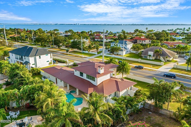 2355 N Riverside Dr, Indialantic, FL 32903 - birds eye view of property featuring a residential view and a water view