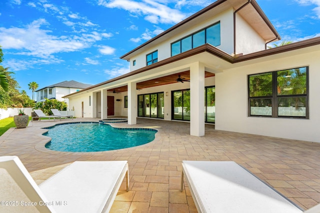 2355 N Riverside Dr, Indialantic, FL 32903 - view of swimming pool featuring a fenced in pool, a ceiling fan, and a patio area