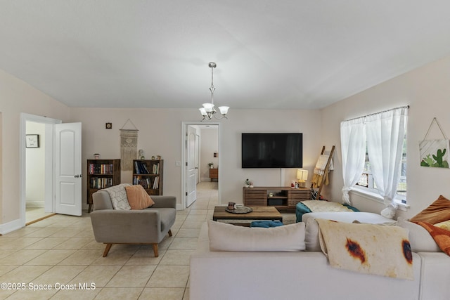 1044 Bernice Rd, Rockledge, FL 32955 - living area featuring an inviting chandelier, baseboards, and light tile patterned floors