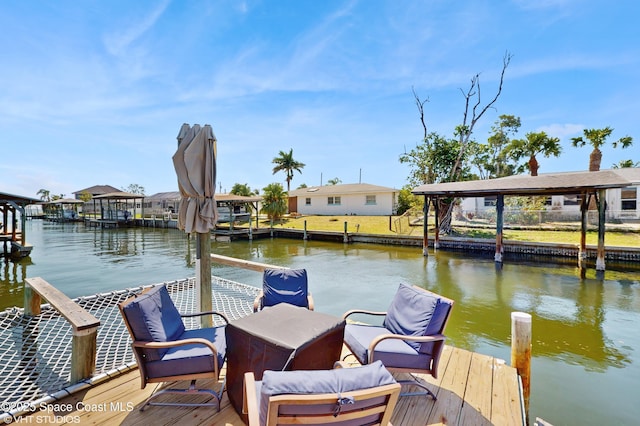 view of dock featuring a water view
