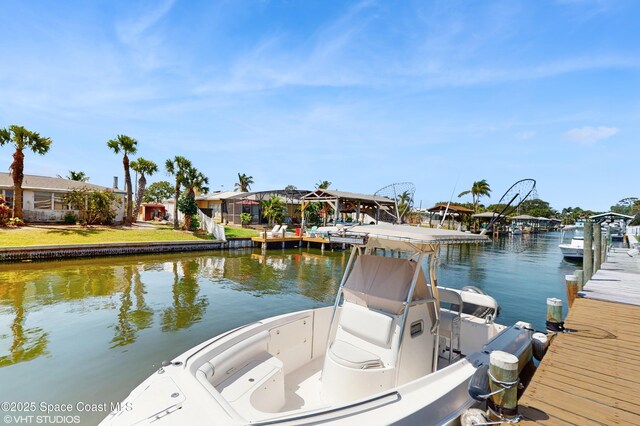 view of dock featuring a water view