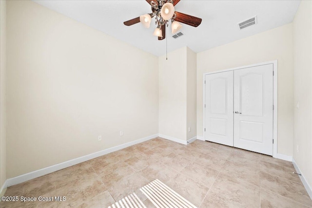 3624 Sansome Cir, Melbourne, FL 32940 - spare room featuring a ceiling fan and baseboards