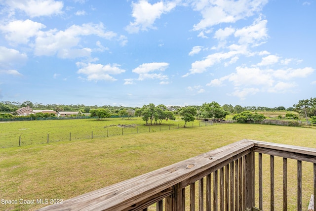 view of yard featuring fence and a rural view