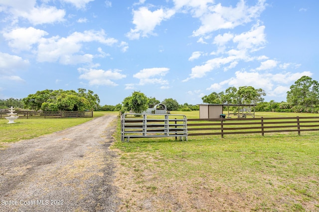 view of road with a rural view and driveway
