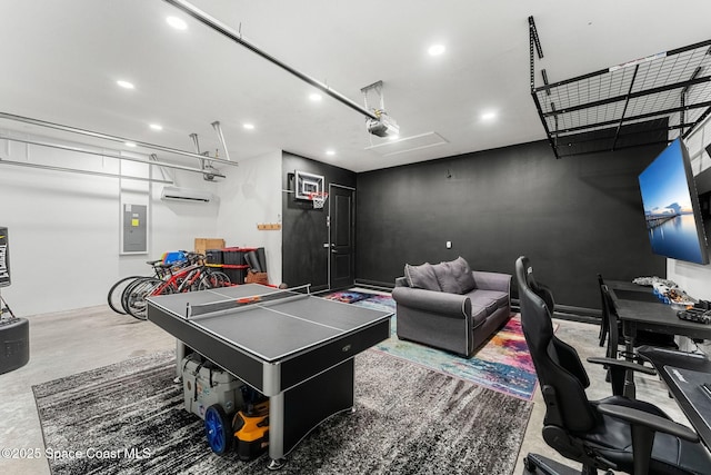 8048 Gullen Dr, Melbourne, FL 32940 - game room with electric panel, attic access, recessed lighting, and a garage