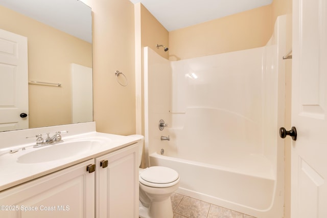 full bathroom with vanity, toilet, tile patterned flooring, and shower / bath combination