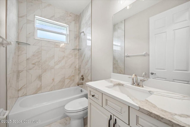 1035 Captiva Island Cir SW, Palm Bay, FL 32908 - full bathroom with toilet, marble look tiles, washtub / shower combination, and vanity