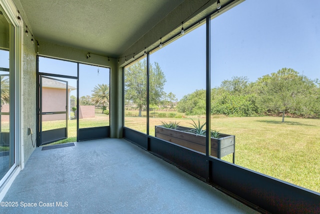 view of unfurnished sunroom