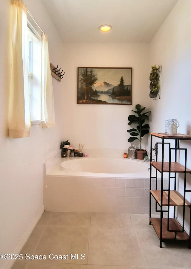 122 Morgan Cir, Sebastian, FL 32958 - bathroom with recessed lighting, tile patterned flooring, and a garden tub