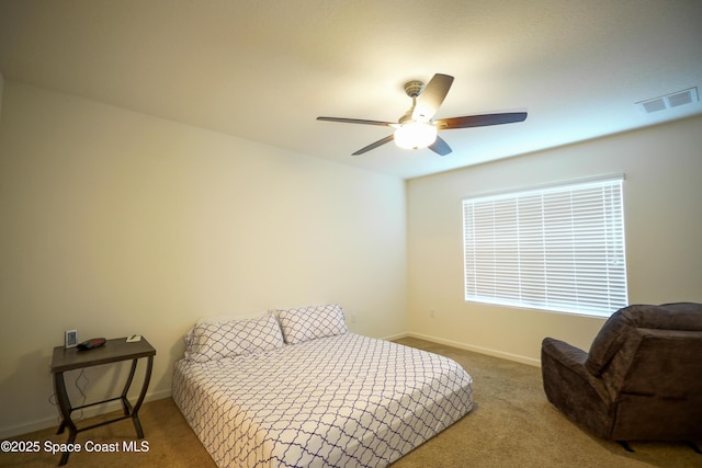 436 Great Falls Ln SW, Palm Bay, FL 32908 - carpeted bedroom with baseboards, visible vents, and ceiling fan