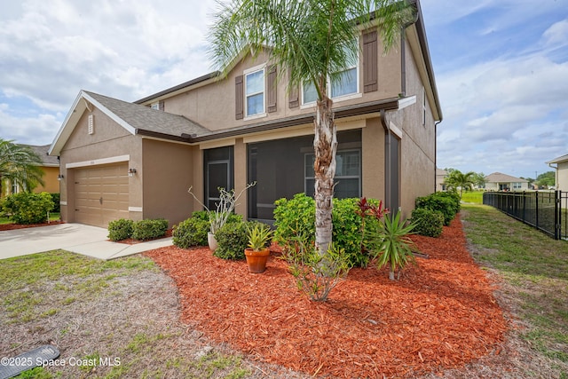 436 Great Falls Ln SW, Palm Bay, FL 32908 - craftsman-style house featuring an attached garage, concrete driveway, stucco siding, and fence