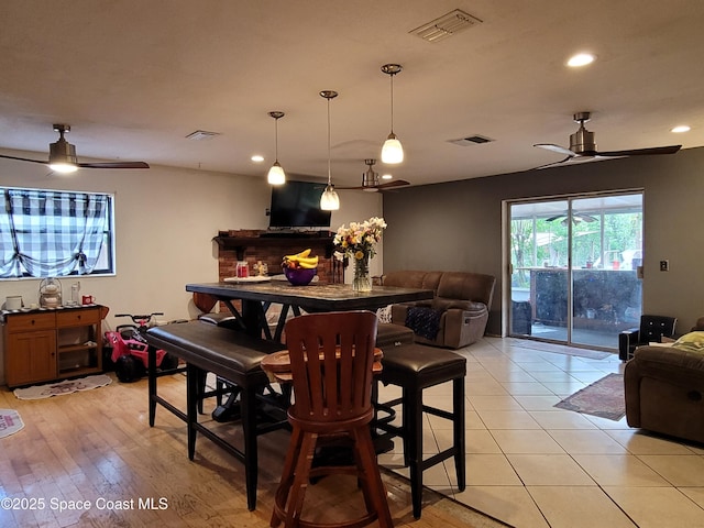 4805 Worth Ave, Titusville, FL 32780 - dining room featuring a ceiling fan, visible vents, and recessed lighting