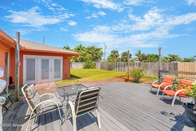 wooden deck with french doors